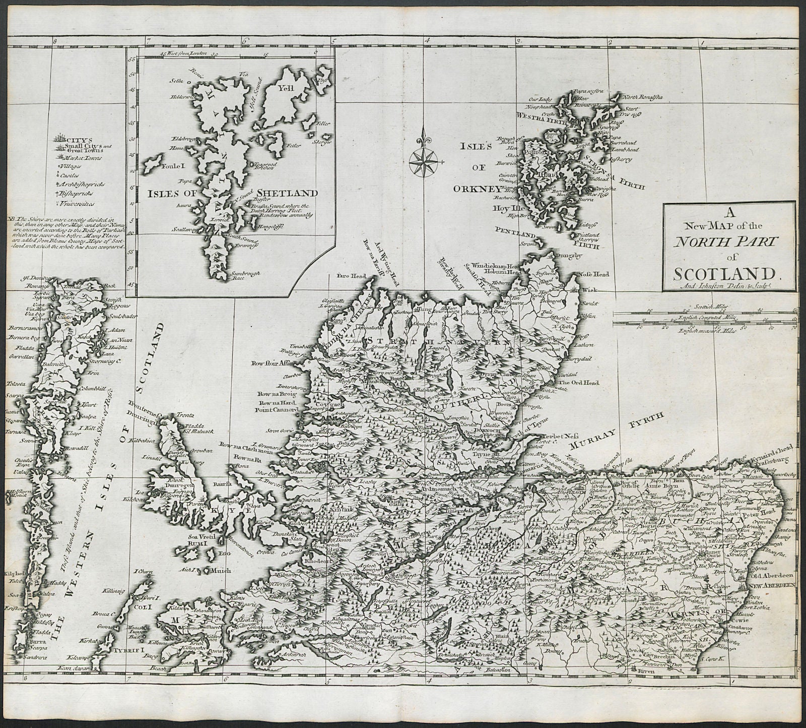 NORTHERN SCOTLAND by ANDREW JOHNSTON from Camden's Britannia 1722 old map